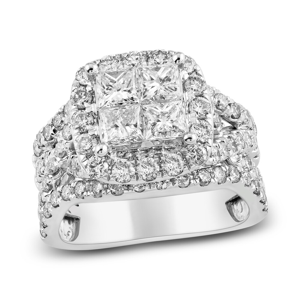 Diamond Engagement Ring 3 ct tw Princess/Round 14K White Gold XoWcAVo6