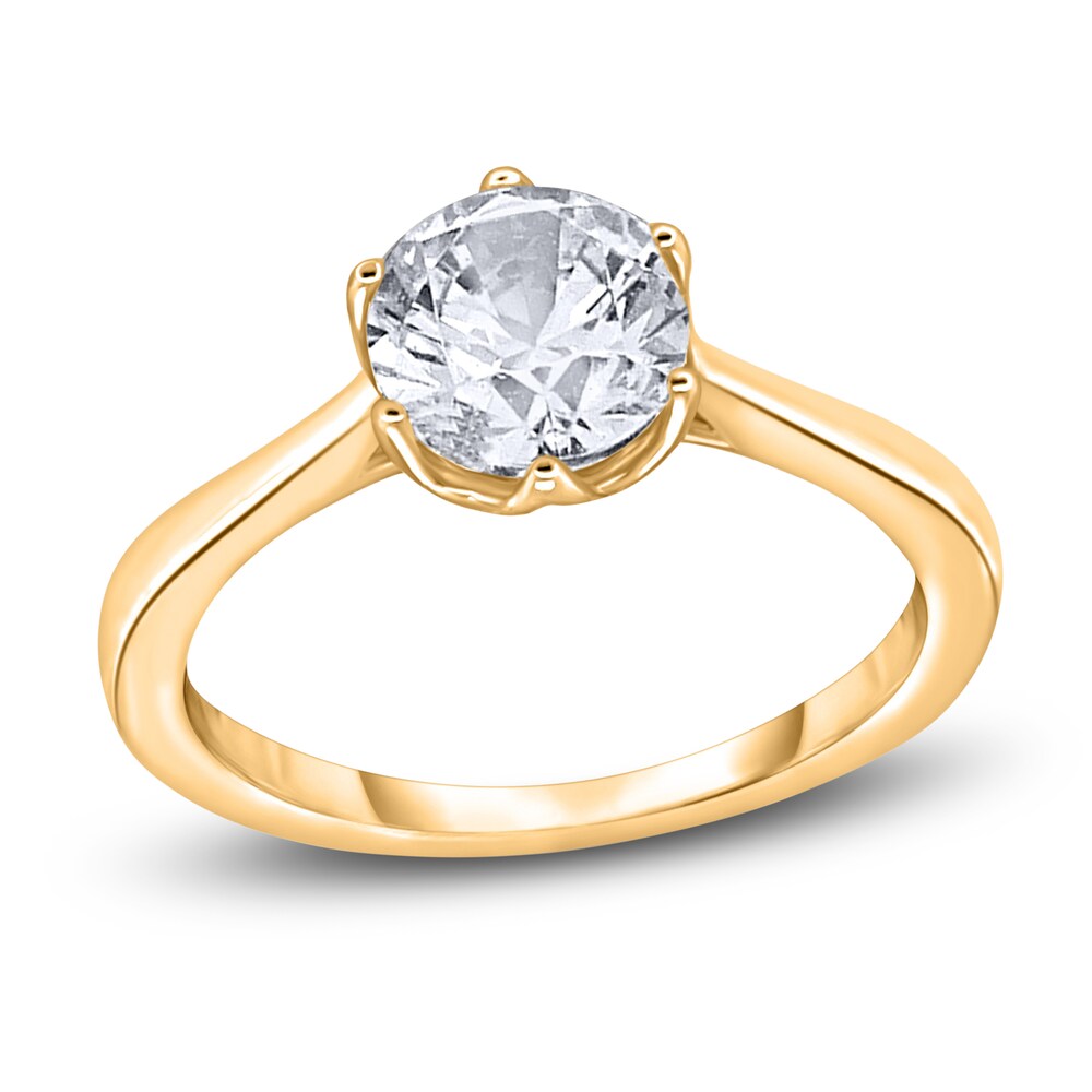Diamond Cathedral Solitaire Engagement Ring 2 ct tw Round 14K Yellow Gold (I2/I) XuC0xA8V