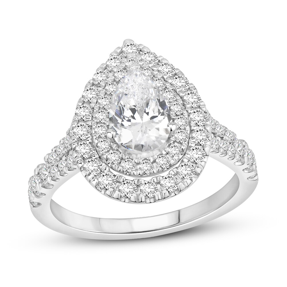 Diamond Engagement Ring 1 7/8 ct tw Pear-shaped/Round 14K White Gold XxANV6Sb