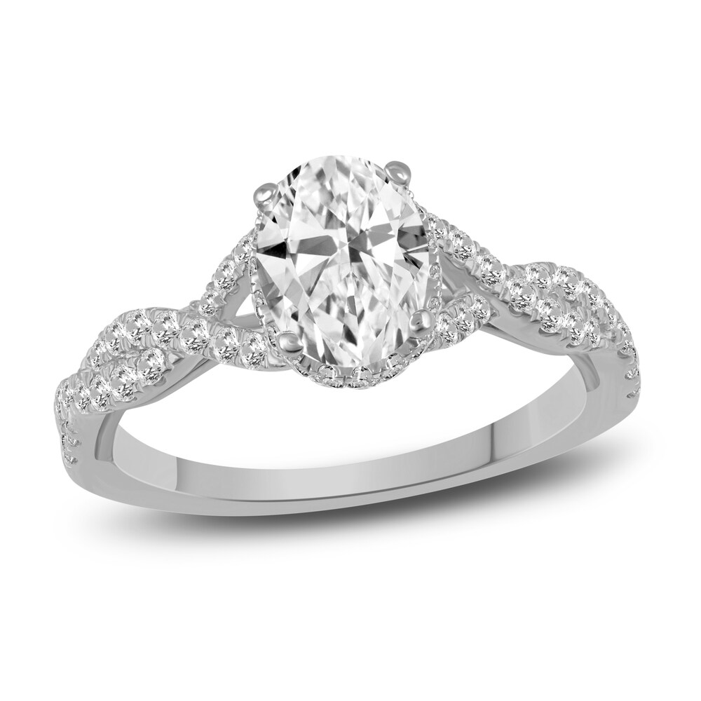 Diamond Twist Engagement Ring 1-3/8 ct tw Oval/Round 14K White Gold YFcD6e0D