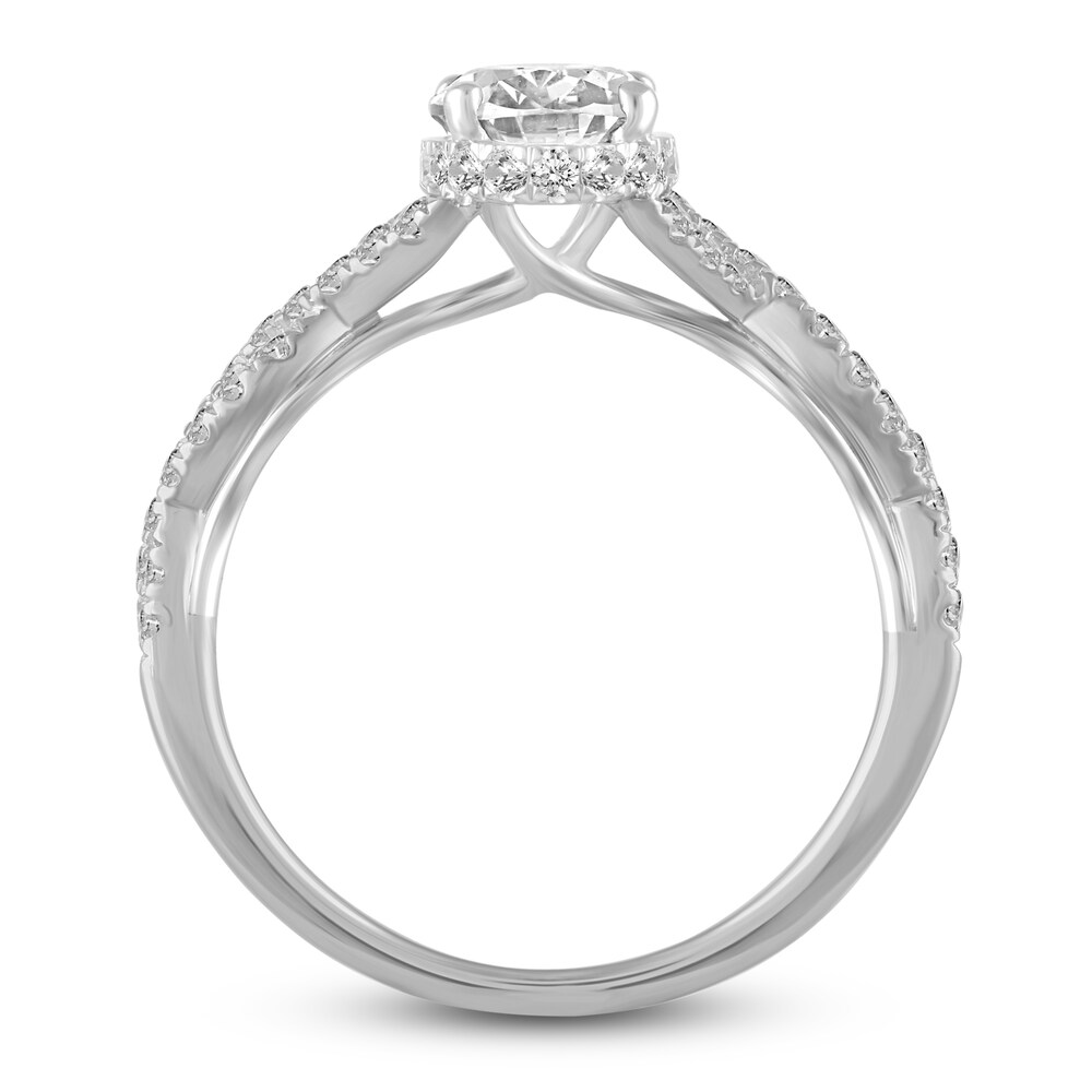 Diamond Twist Engagement Ring 1-3/8 ct tw Oval/Round 14K White Gold YFcD6e0D