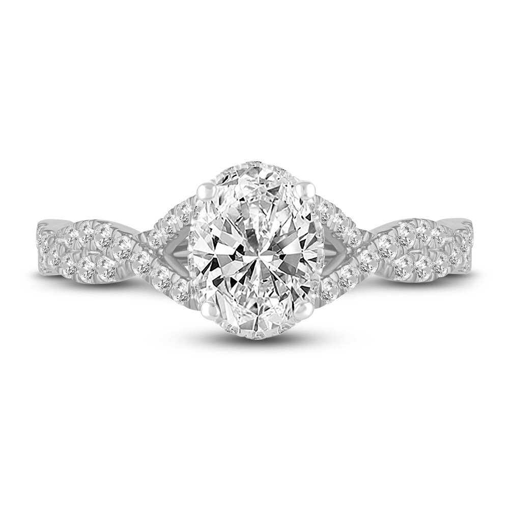 Diamond Twist Engagement Ring 1-3/8 ct tw Oval/Round 14K White Gold YFcD6e0D