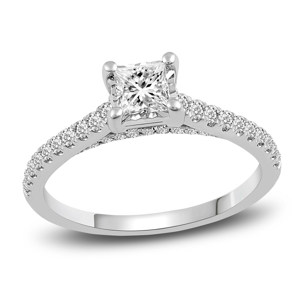 Diamond Engagement Ring 7/8 ct tw Princess/Round 14K White Gold YMzz0J2i