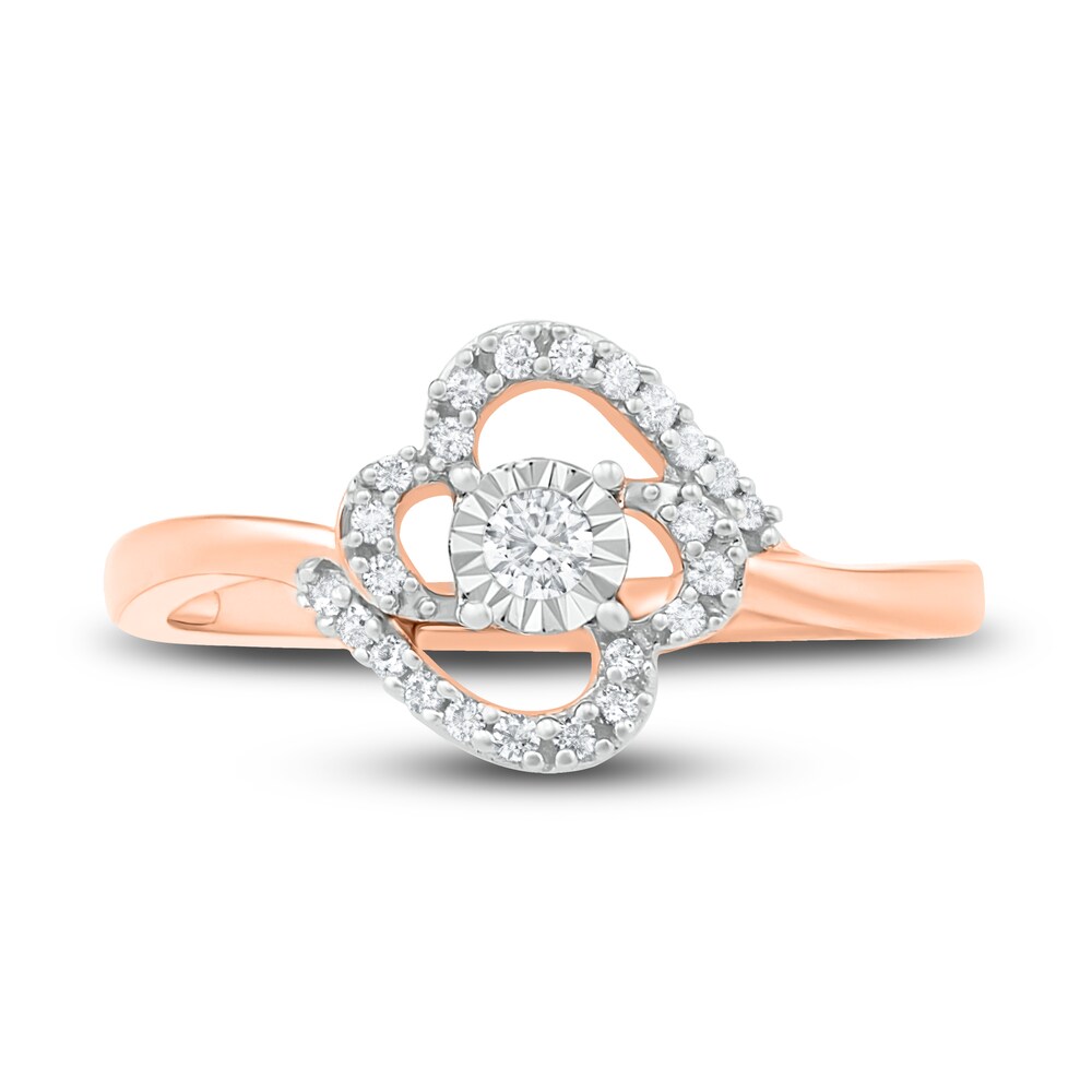 Diamond Promise Ring 1/6 ct tw Round 10K Rose Gold YS4ll2lY