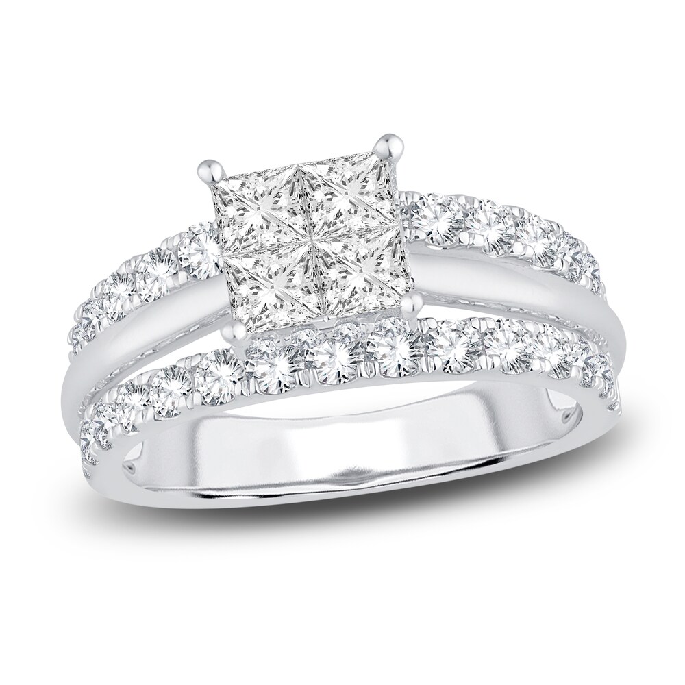 Diamond Engagement Ring 2 ct tw Princess/Round 14K White Gold YbCk1NgI