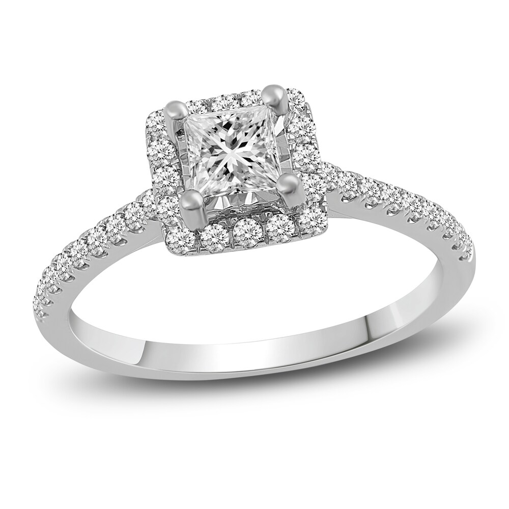 Diamond Engagement Ring 3/4 ct tw Princess/Round 14K White Gold YfFeTq7d