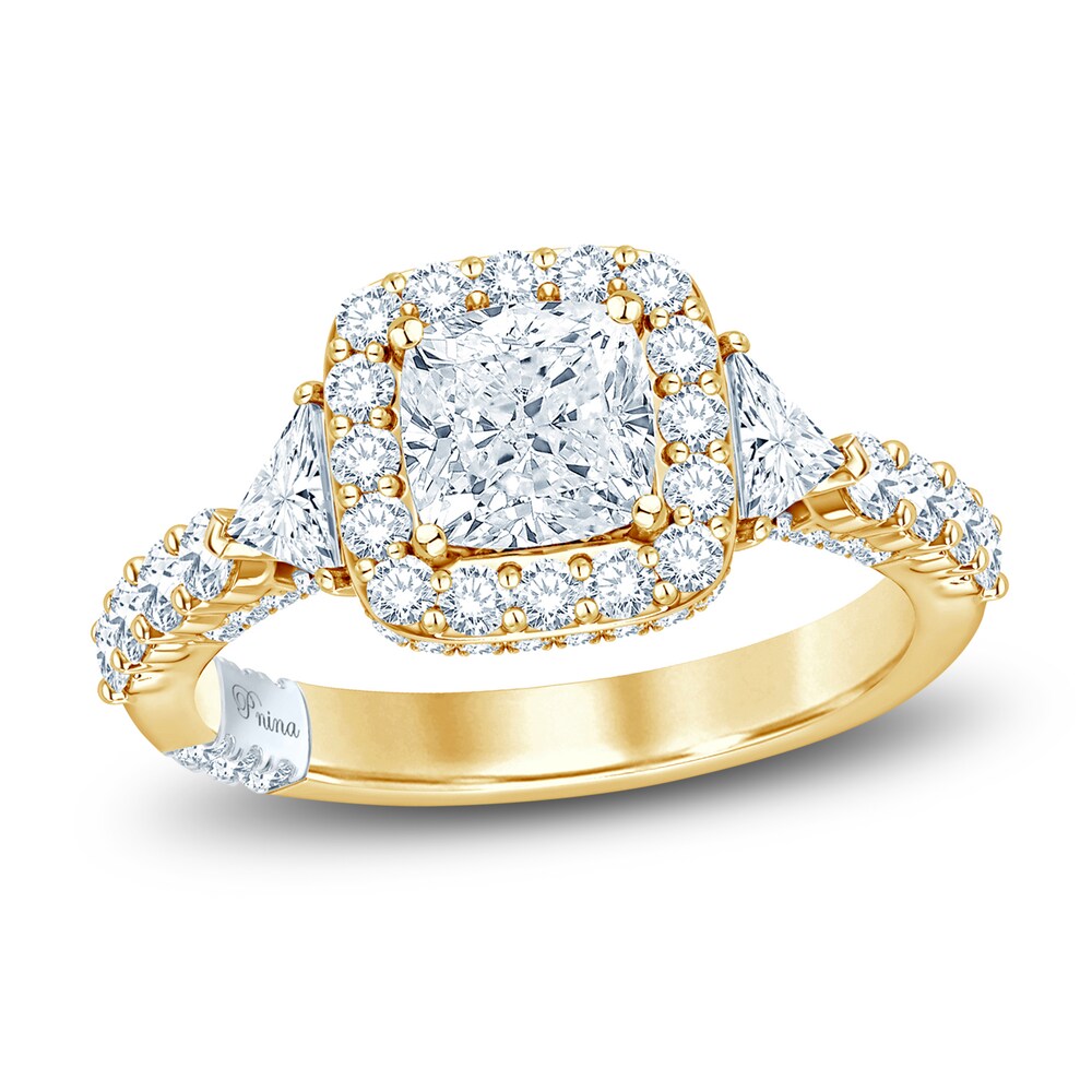 Pnina Tornai Lab-Created Diamond Engagement Ring 2-7/8 ct tw Cushion/Round 14K Yellow Gold YtpXHEls