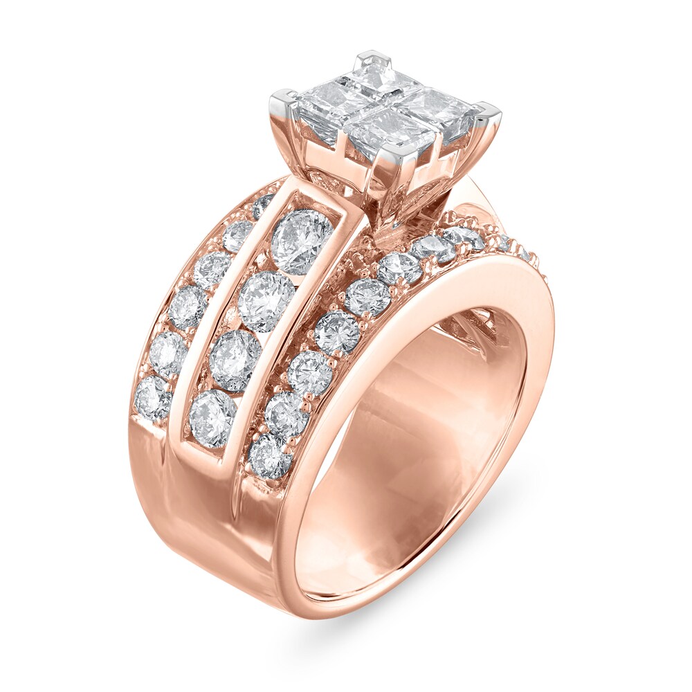 Diamond Engagement Ring 3-1/2 ct tw Princess/Round 14K Rose Gold YwPhIXXQ