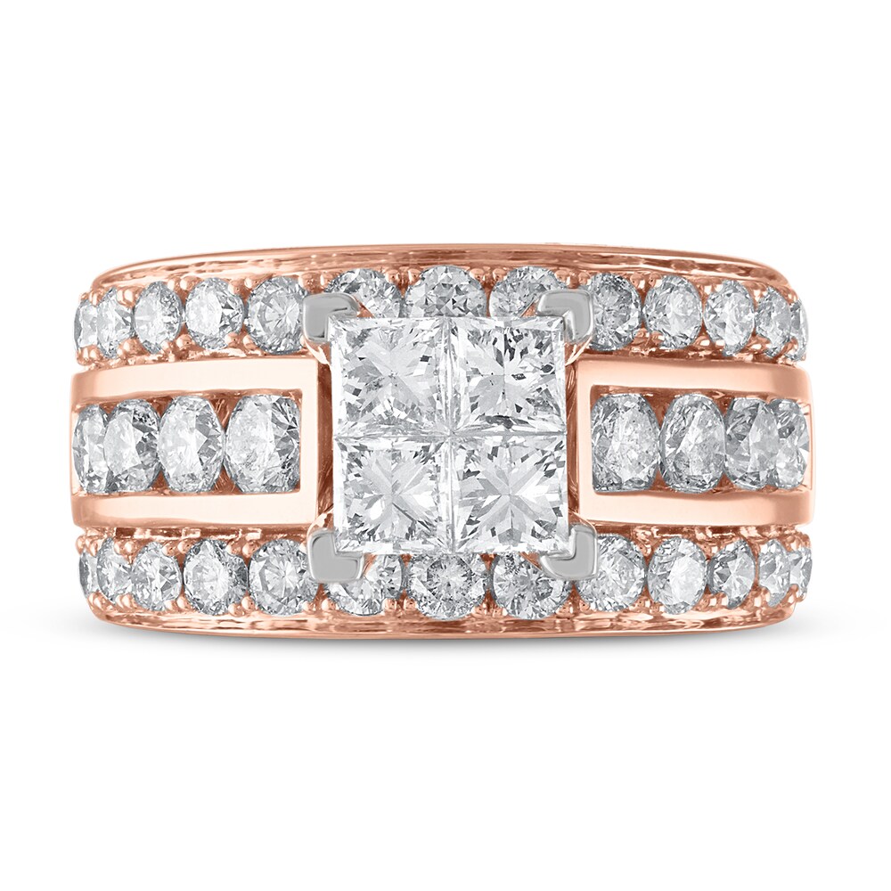Diamond Engagement Ring 3-1/2 ct tw Princess/Round 14K Rose Gold YwPhIXXQ