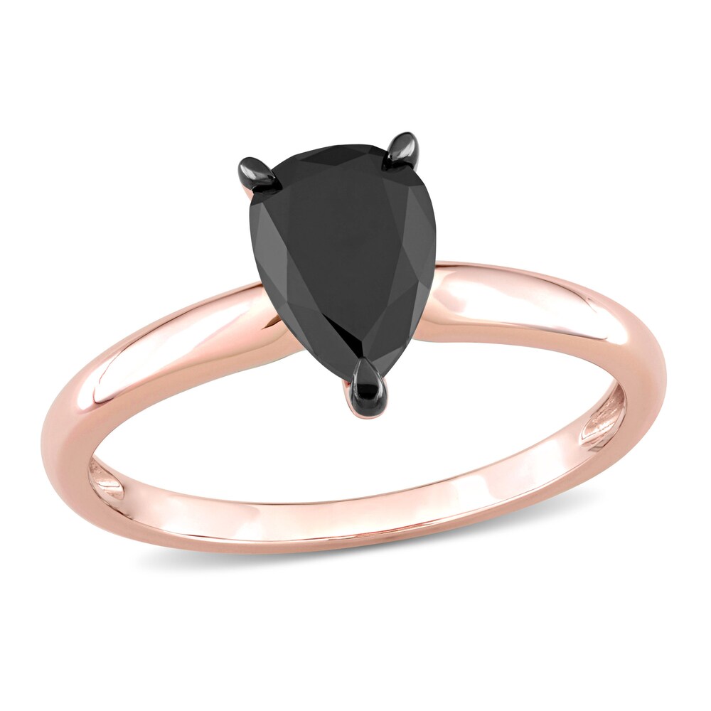 Black Diamond Solitaire Engagement Ring 1 ct tw Pear-shaped 14K Rose Gold Z0ghbCj3