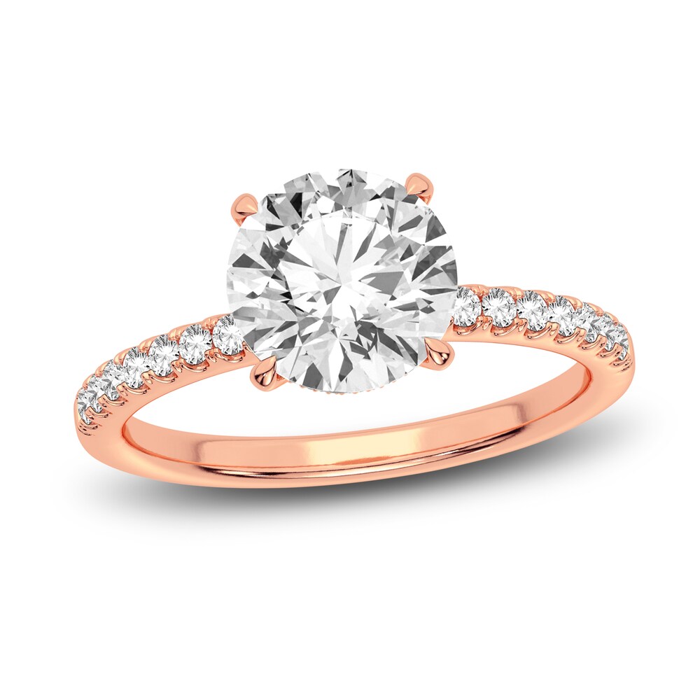 Lab-Created Diamond Engagement Ring 2-1/4 ct tw Round 14K Rose Gold Z5cD6rEF