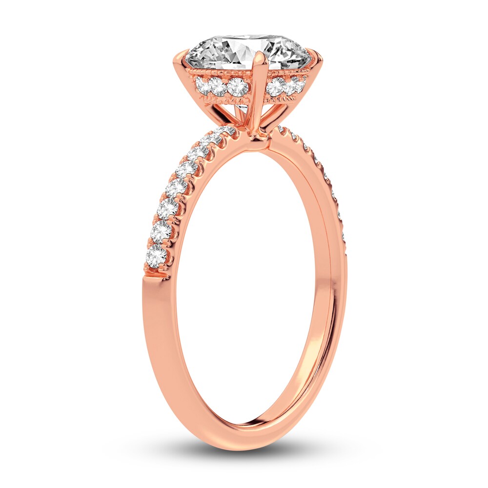 Lab-Created Diamond Engagement Ring 2-1/4 ct tw Round 14K Rose Gold Z5cD6rEF