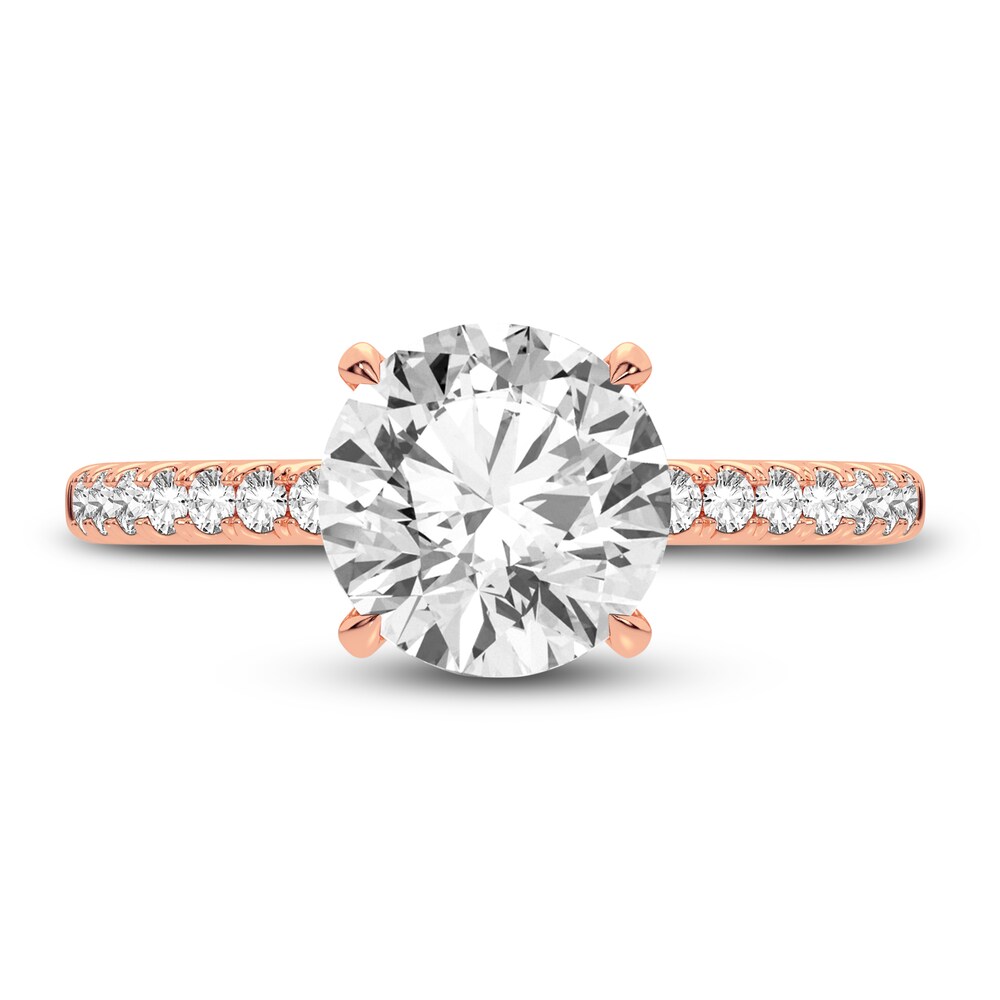 Lab-Created Diamond Engagement Ring 2-1/4 ct tw Round 14K Rose Gold Z5cD6rEF