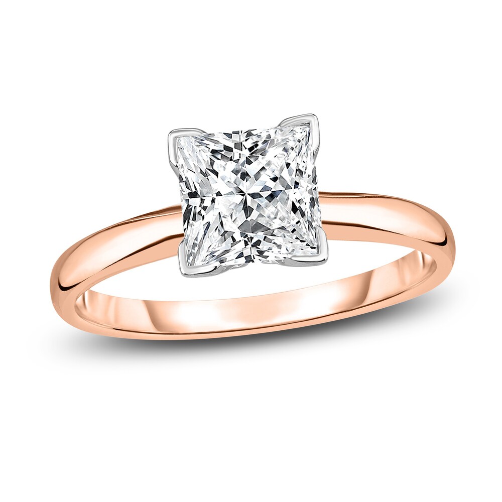 Diamond Solitaire Engagement Ring 1 ct tw Princess 14K Rose Gold (I2/I) Z63HLIwk