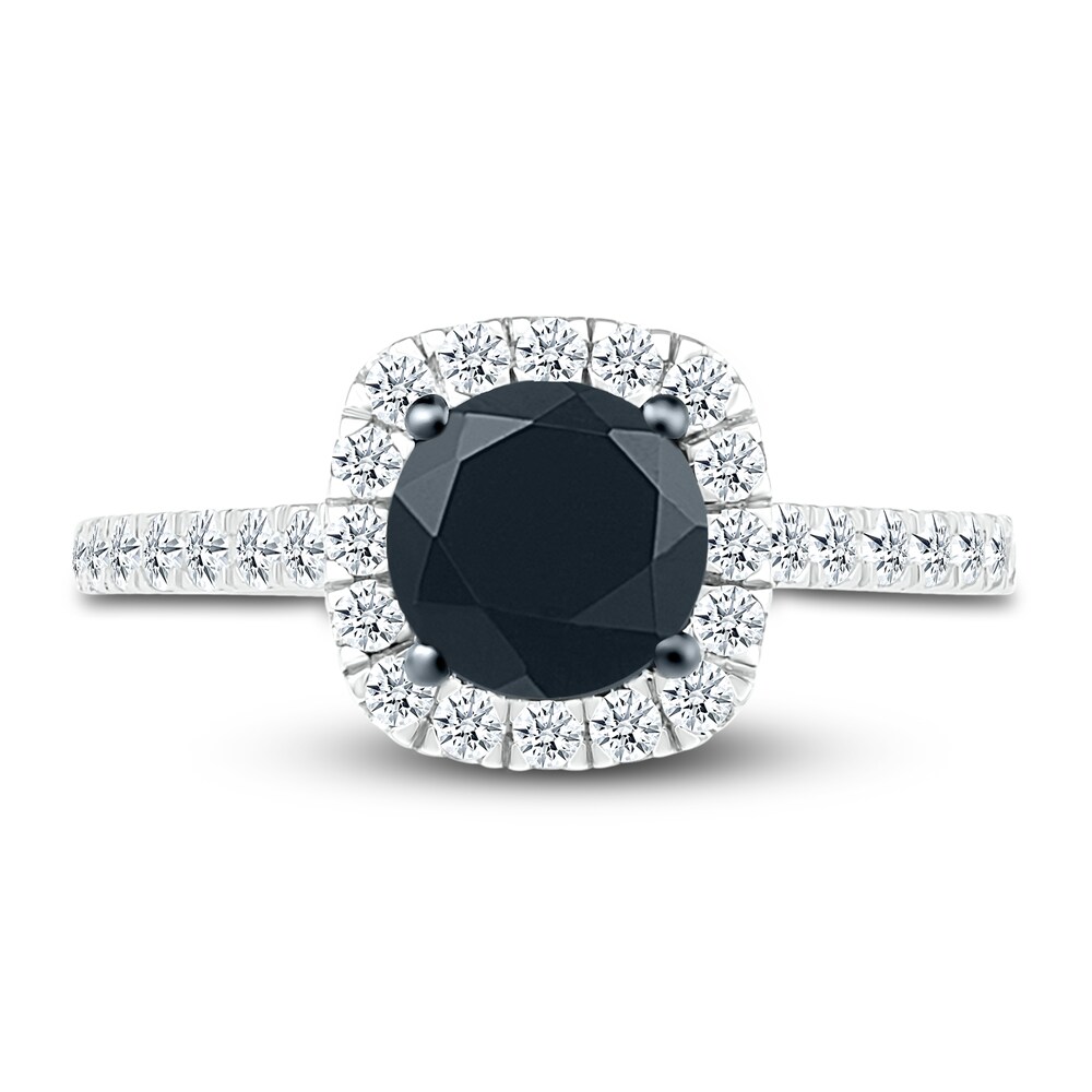 Black Diamond Engagement Ring 1-1/2 ct tw Round 10K White Gold ZHFf78Hs