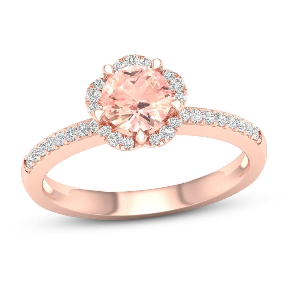 Natural Morganite Ring 1/6 ct tw Diamonds 14K Rose Gold ZR7k9TRd