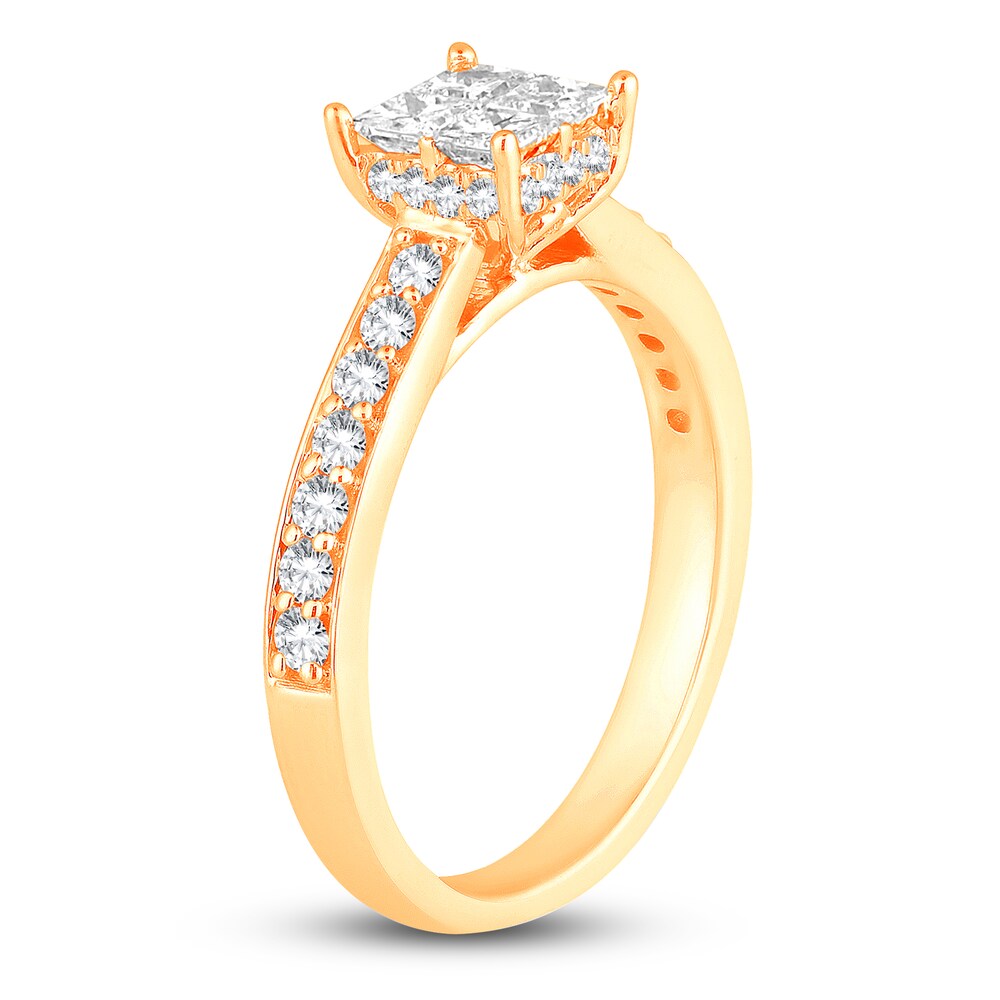 Diamond Engagement Ring 7/8 ct tw Princess/Round 14K Yellow Gold ZV6hDRr8