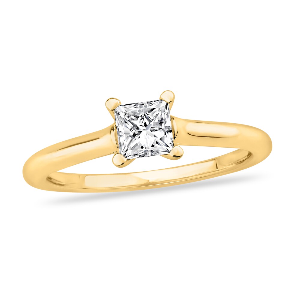 Diamond Solitaire Engagement Ring 5/8 ct tw Princess-cut 14K Yellow Gold (I2/I) Za2V2bkO