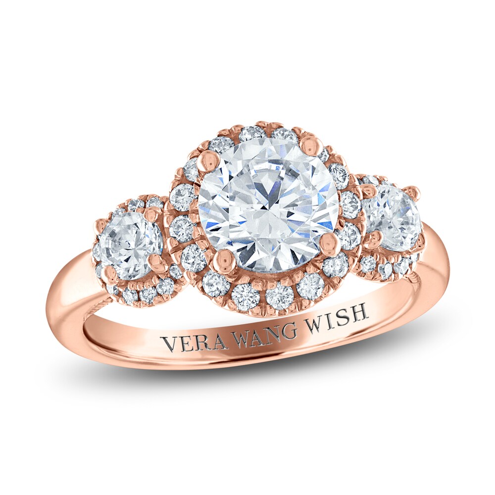 Vera Wang WISH Diamond Engagement Ring 2-1/4 ct tw Round 18K Rose Gold ZaYNuuje