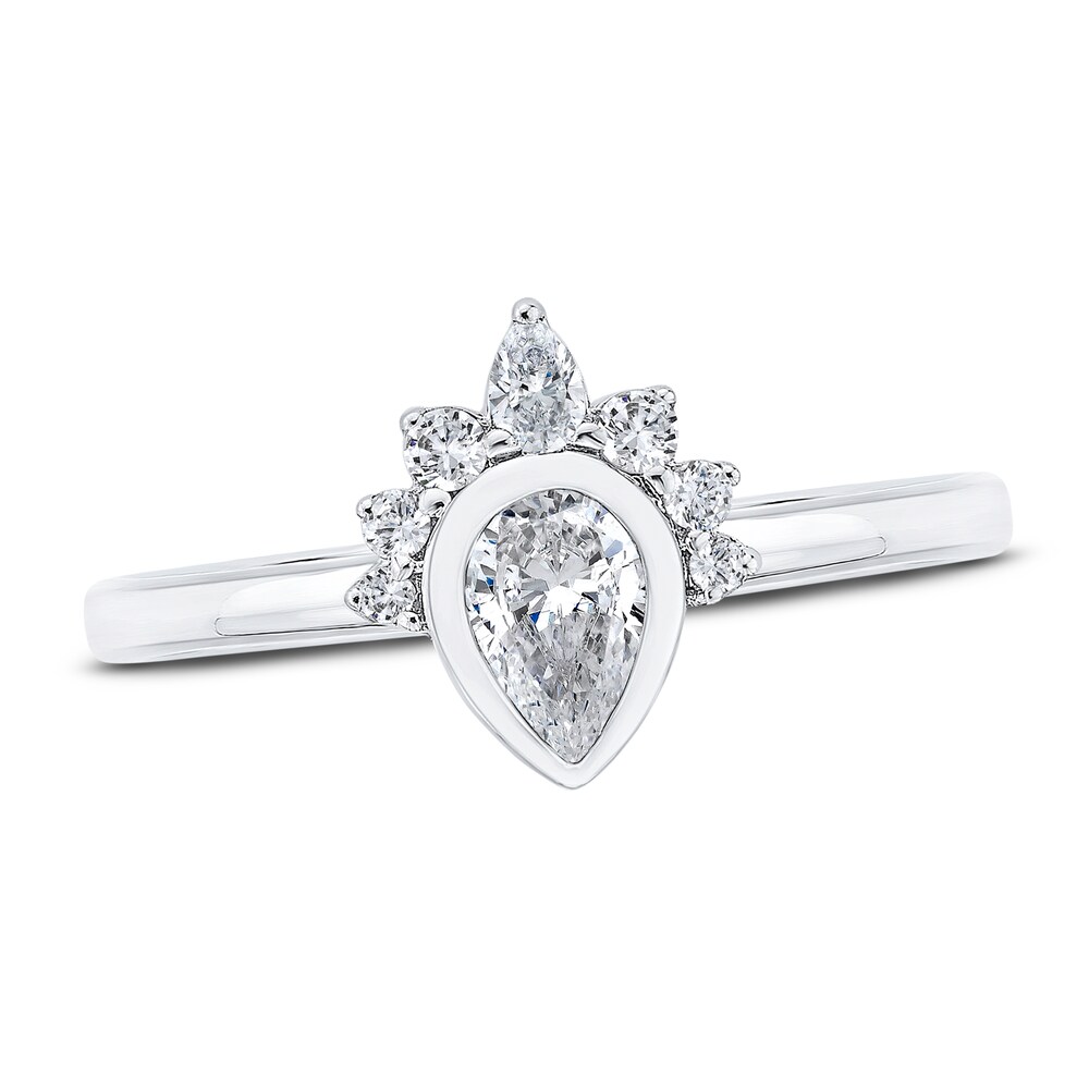 Diamond Engagement Ring 1/2 ct tw Pear-shaped/Round 14K White Gold ZbjcwhuJ