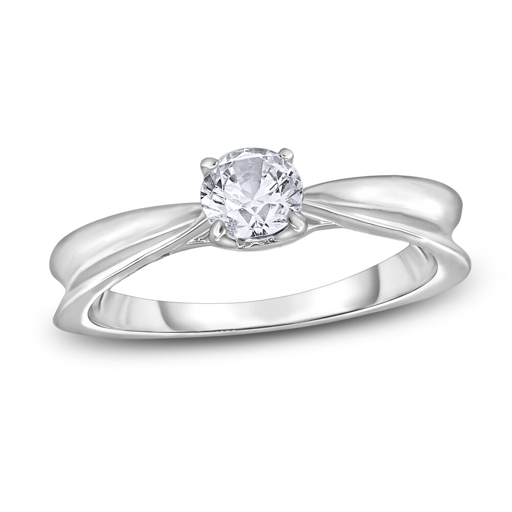 Diamond Solitaire Concave Engagement Ring 1/2 ct tw Round 14K White Gold (I2/I) a1iWwJs7