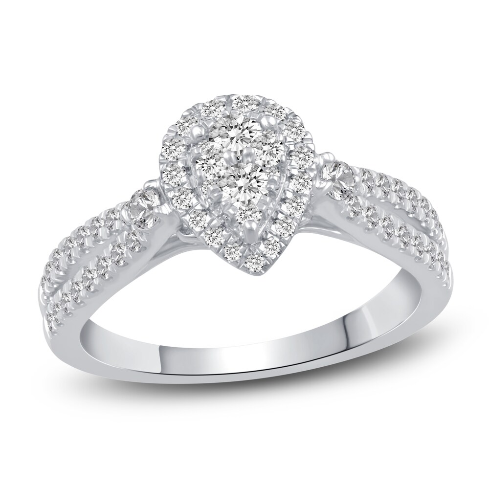 Diamond Engagement Ring 5/8 ct tw Round 14K White Gold a58ztzma