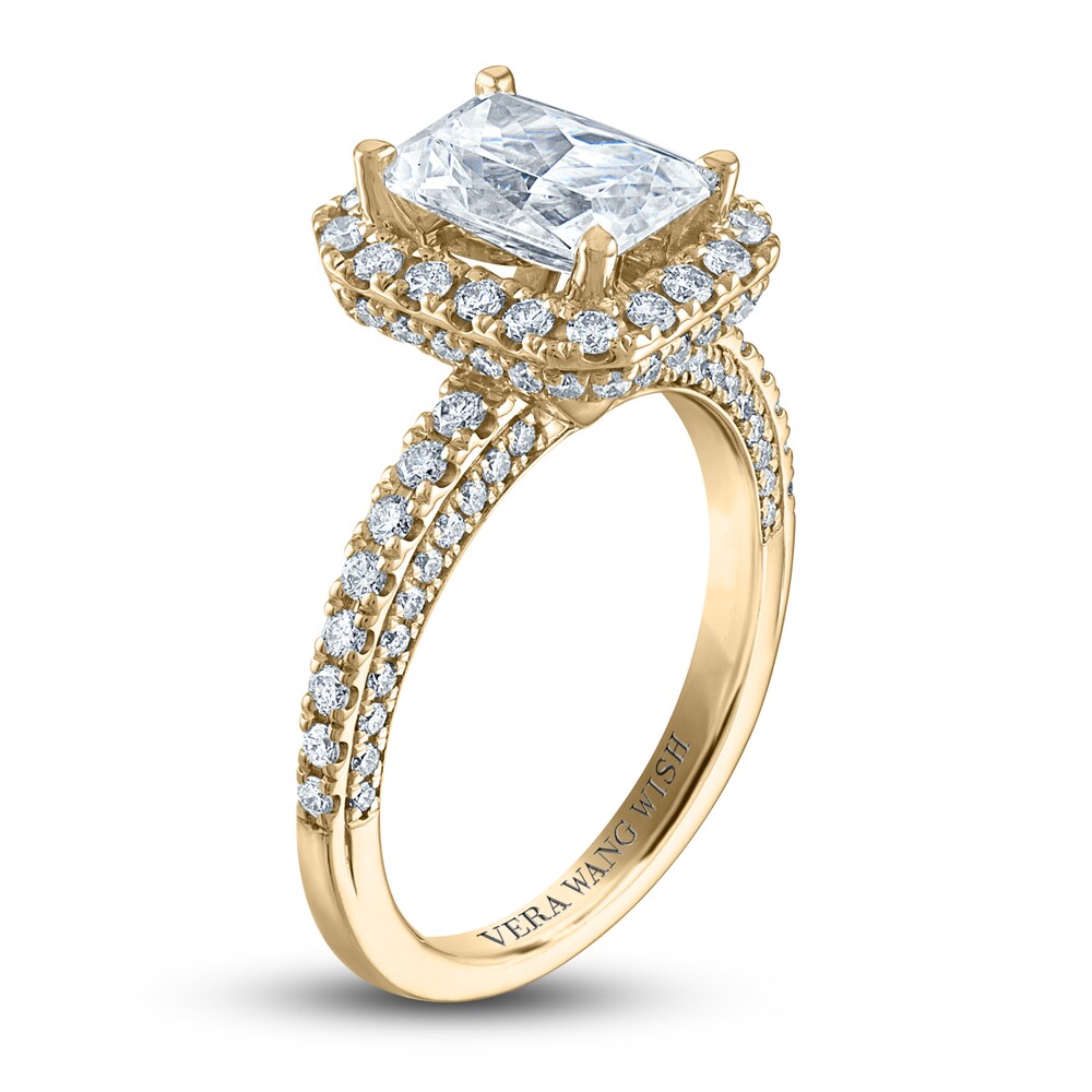 Vera Wang WISH Diamond Engagement Ring 2-3/4 ct tw Emerald/Round 18K Yellow Gold a5m6iGfN