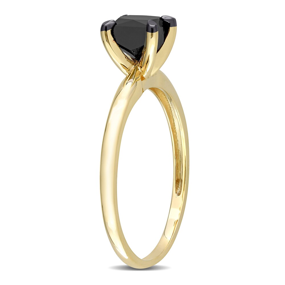 Black Diamond Solitaire Engagement Ring 1 ct tw Princess-cut 14K Yellow Gold a82is1Xi