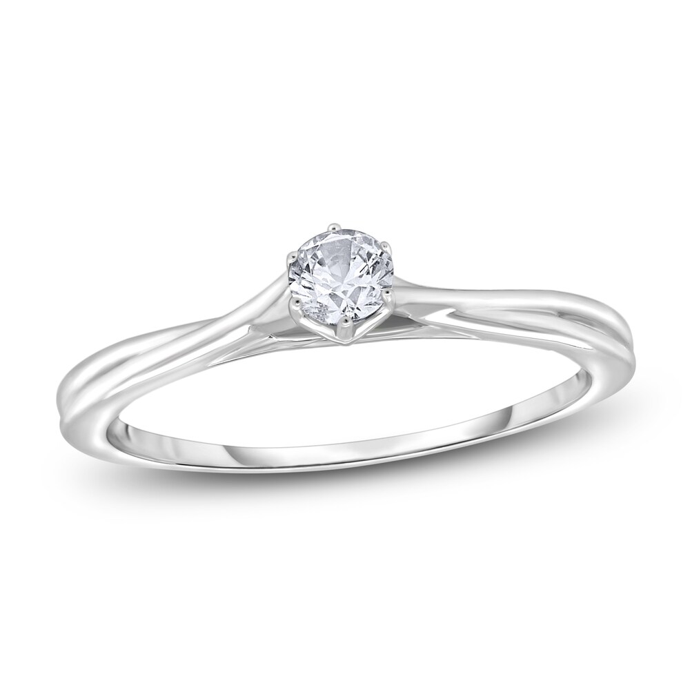 Diamond Solitaire Twist Engagement Ring 1/4 ct tw Round 14K White Gold (I2/I) aaYd4vtE