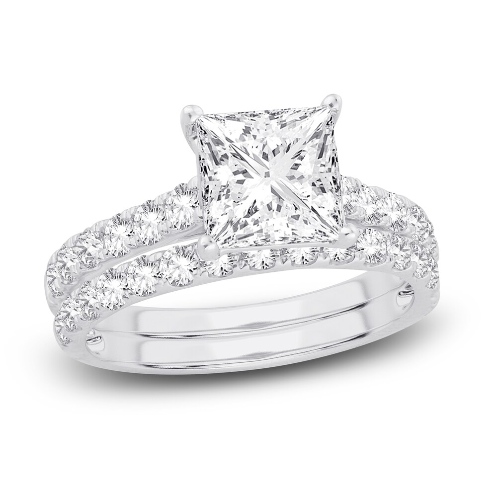 Lab-Created Diamond Bridal Set 3 ct tw Princess/Round 14K White Gold anzP9JKJ