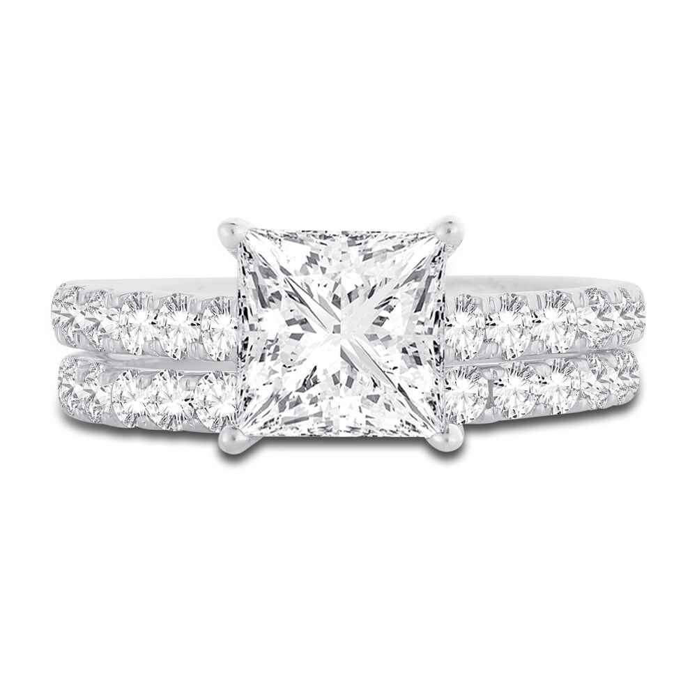 Lab-Created Diamond Bridal Set 3 ct tw Princess/Round 14K White Gold anzP9JKJ