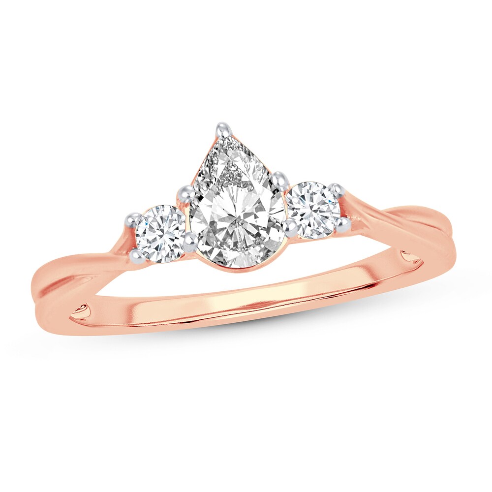 Diamond Ring 3/4 ct tw Pear-shaped 14K Rose Gold apSIMWiS