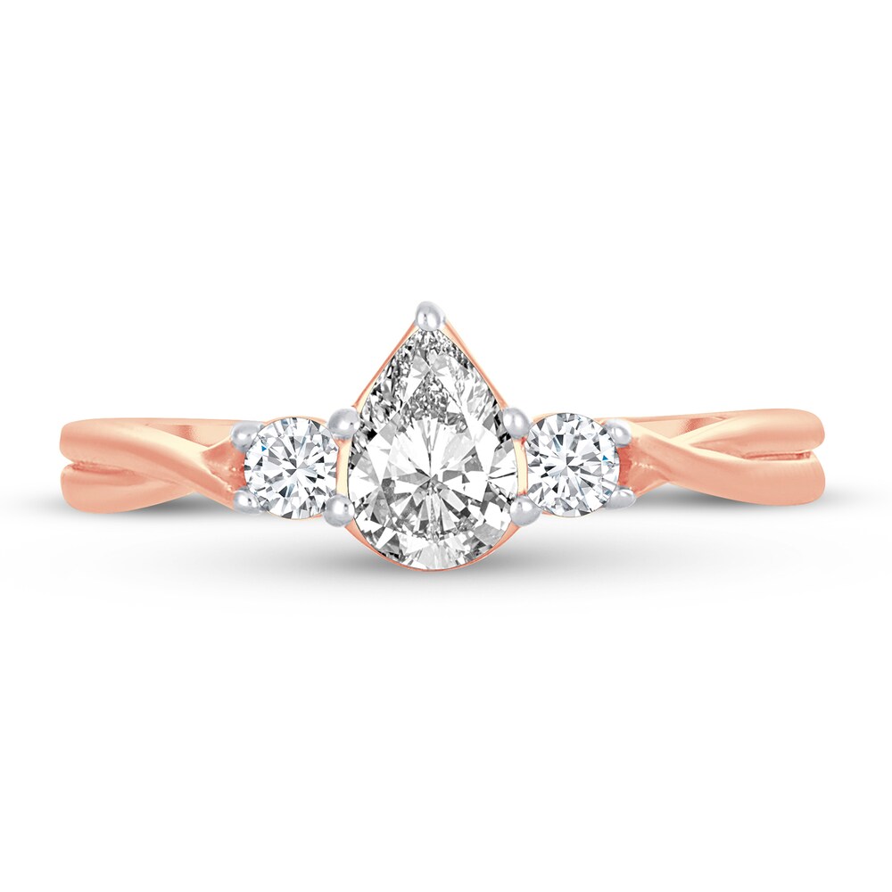 Diamond Ring 3/4 ct tw Pear-shaped 14K Rose Gold apSIMWiS