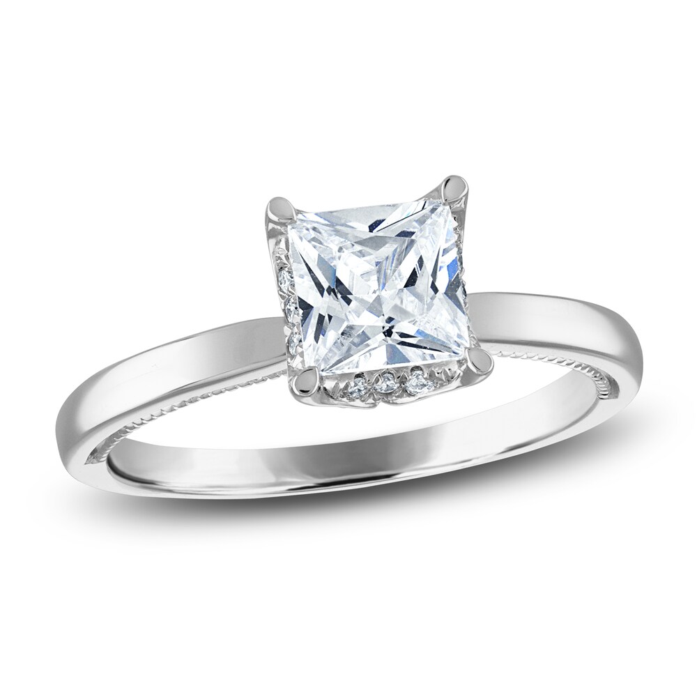 Diamond Engagement Ring 1-1/6 ct tw Princess/Round Platinum aveQIDtv