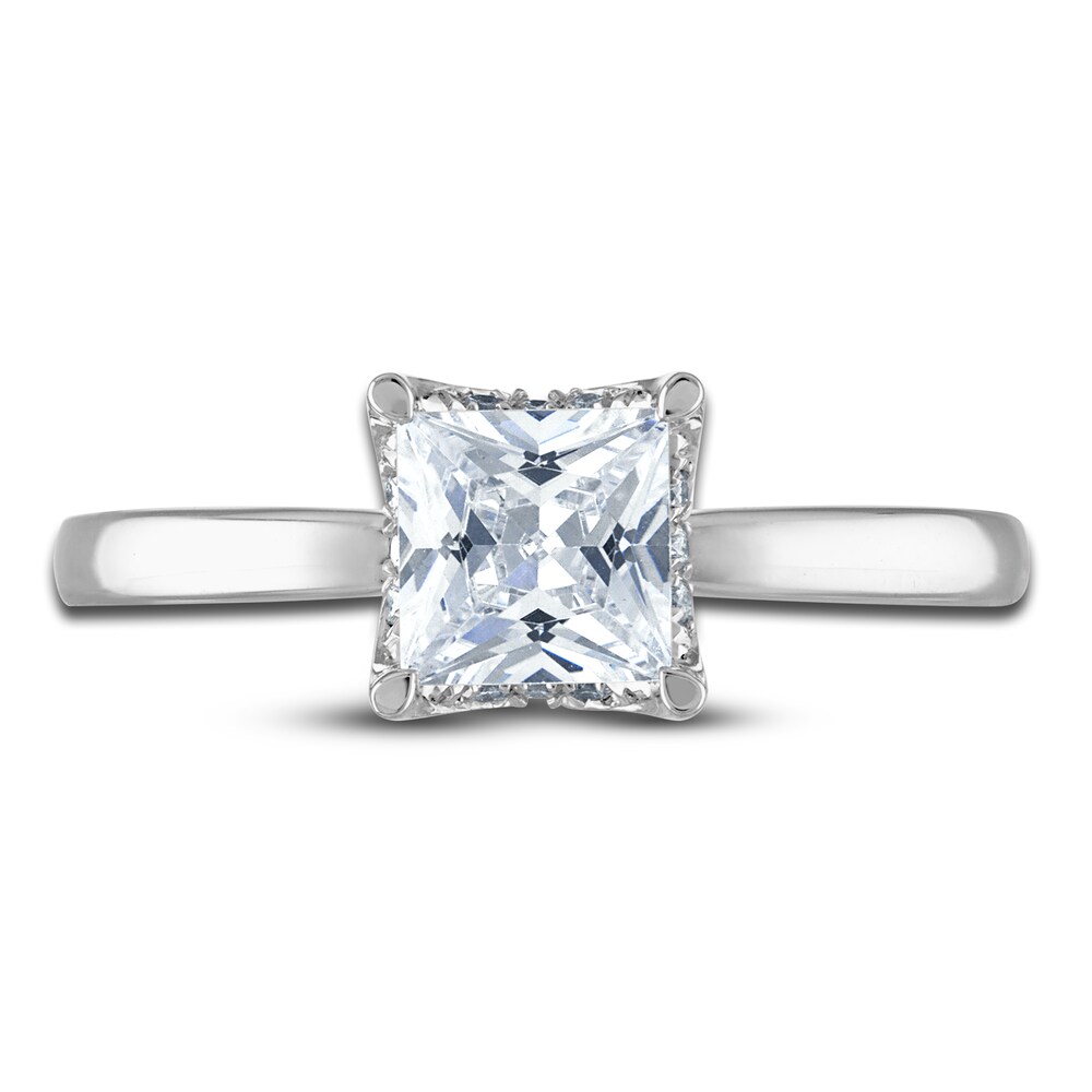 Diamond Engagement Ring 1-1/6 ct tw Princess/Round Platinum aveQIDtv