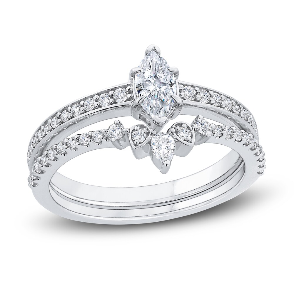 Diamond Engagement Ring 3/4 ct tw Marquise/Round 14K White Gold b2WQHZqP