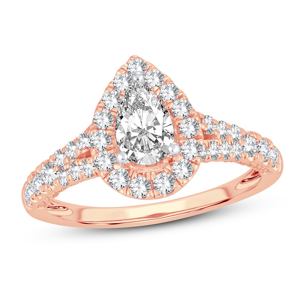 Diamond Engagement Ring 1-1/4 ct tw Round/Pear-shaped 14K Rose Gold b38eaJVT