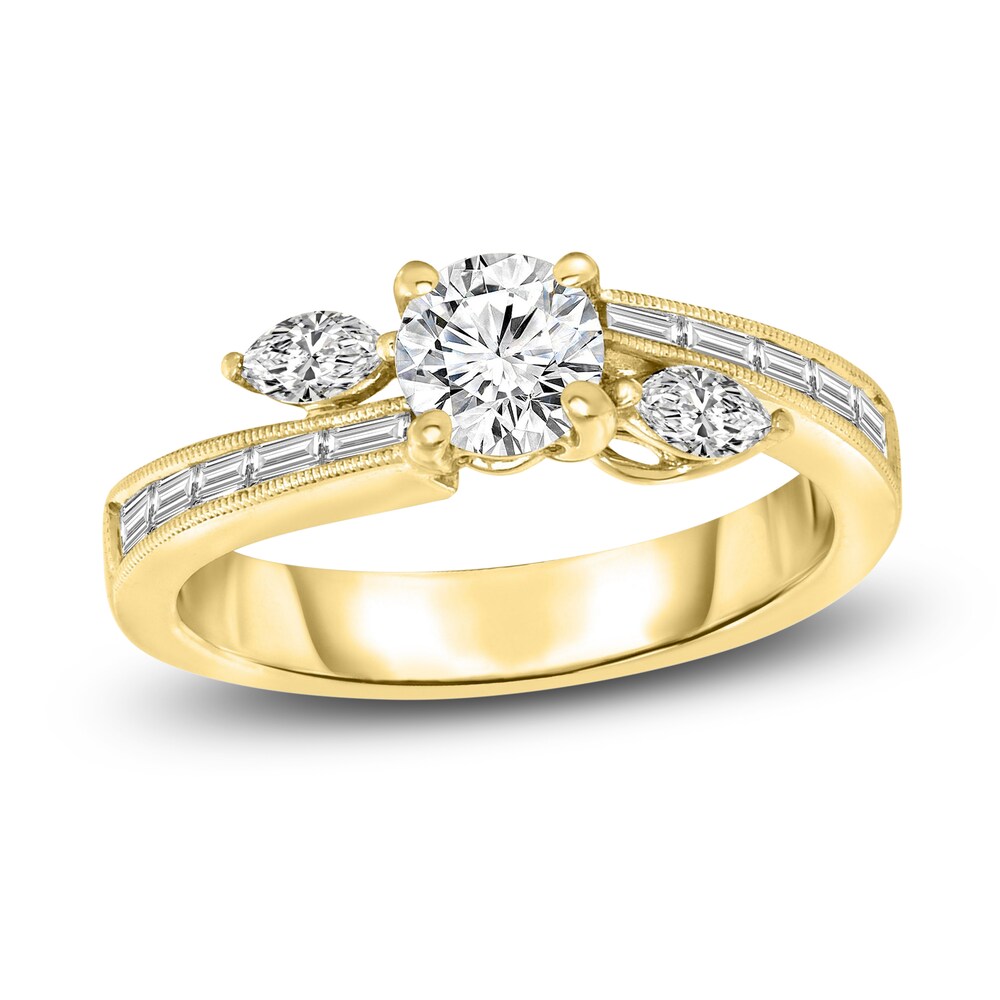 Diamond Engagement Ring 1 ct tw Round/Marquise 14K Yellow Gold b9G6HjCq