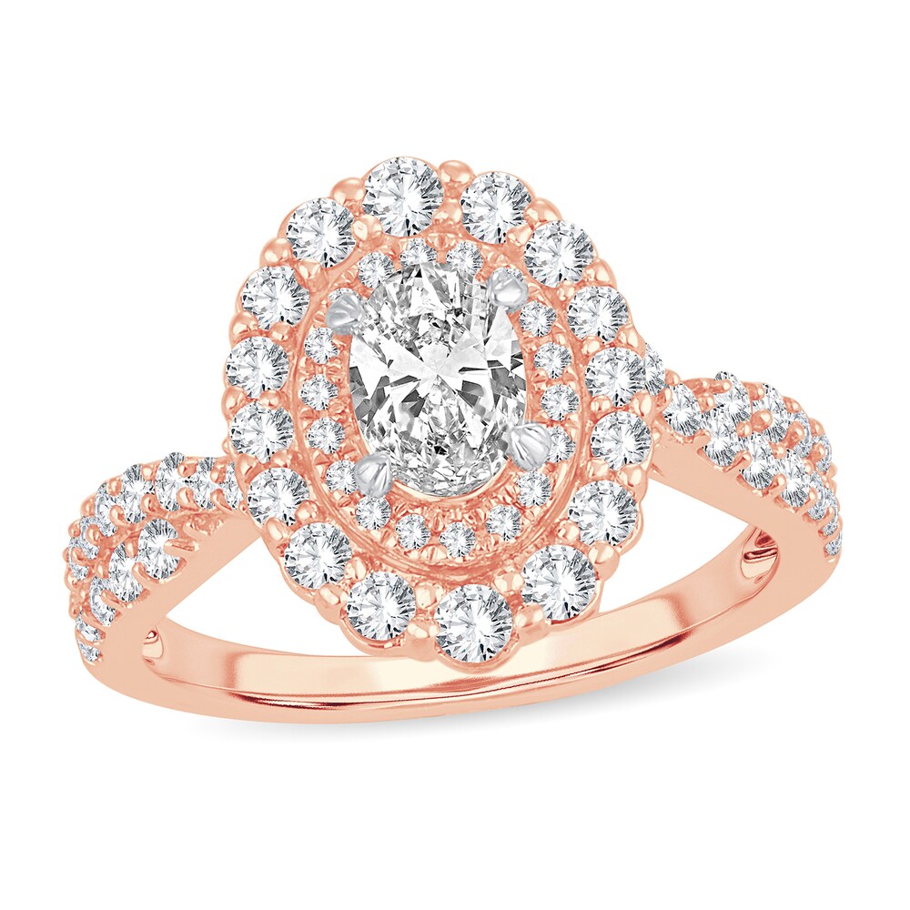 Diamond Ring 1-1/3 ct tw Oval 14K Rose Gold bAImq95l