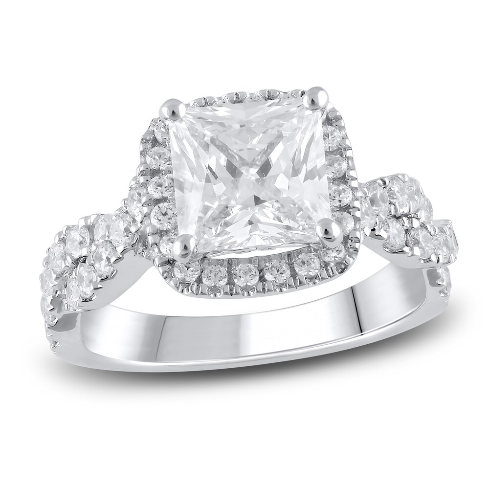 Lab-Created Diamond Engagement Ring 2-7/8 ct tw Princess/Round 14K White Gold bBON52OA