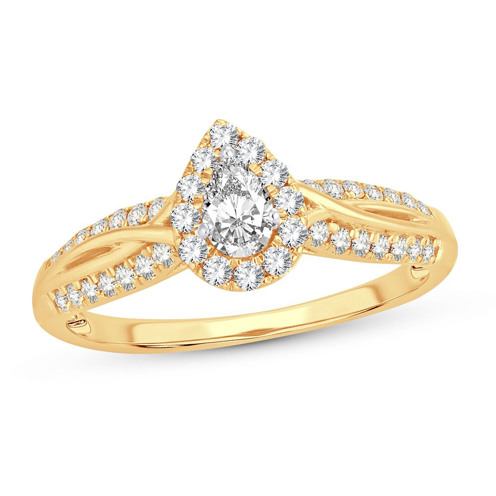 Diamond Ring 1/2 ct tw Pear-shaped 14K Yellow Gold bBRCs7Q0