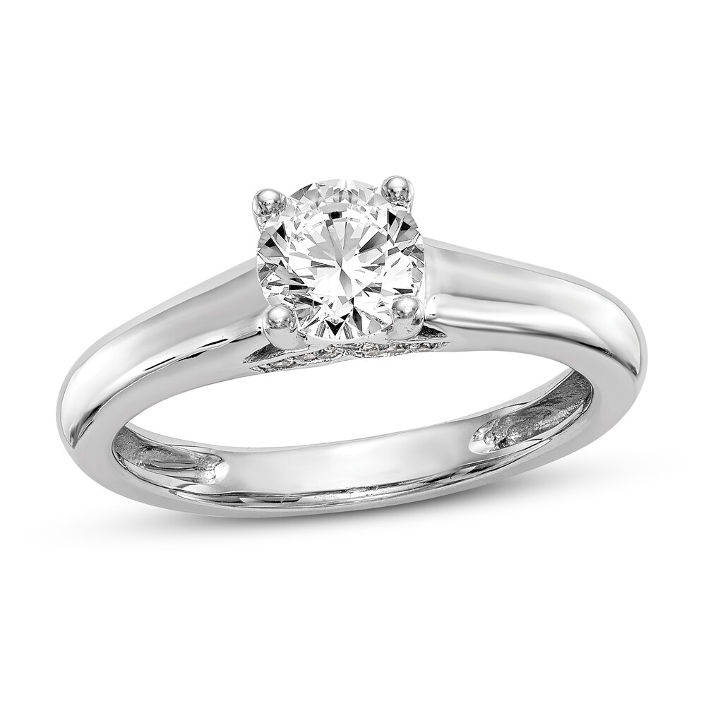 Diamond Solitaire Engagement Ring 1 ct tw Round 14K White Gold bFpAPUSG