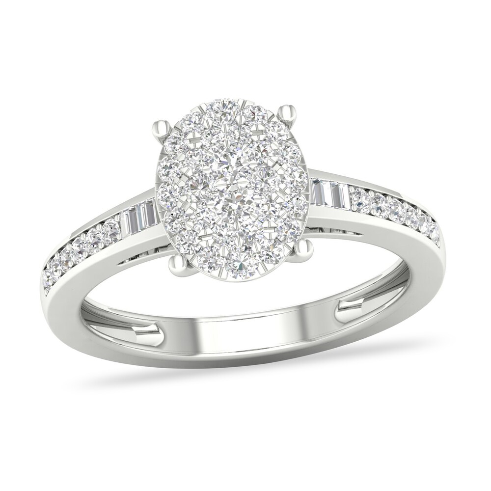 Diamond Ring 1/3 ct tw Baguette/Round-cut 14K White Gold bH4nsLPP