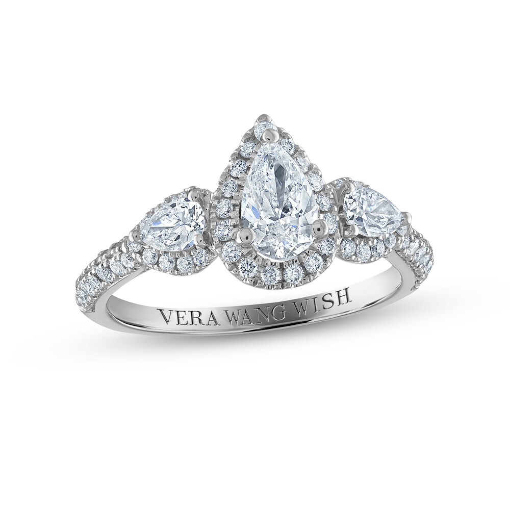 Vera Wang WISH Diamond Engagement Ring 1-1/4 ct tw Pear/Round 14K White Gold bItSZEXs