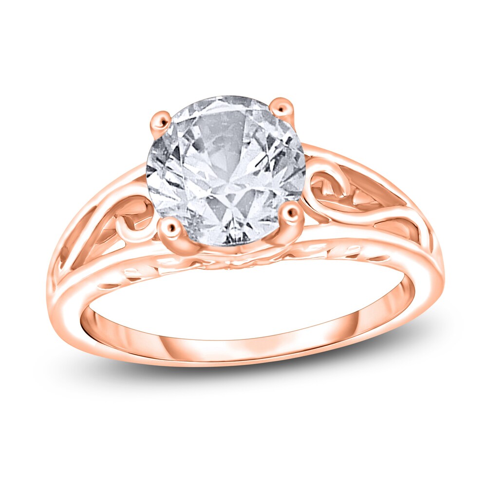 Diamond Solitaire Scroll Engagement Ring 3/4 ct tw Round 14K Rose Gold (I2/I) bKku47zM