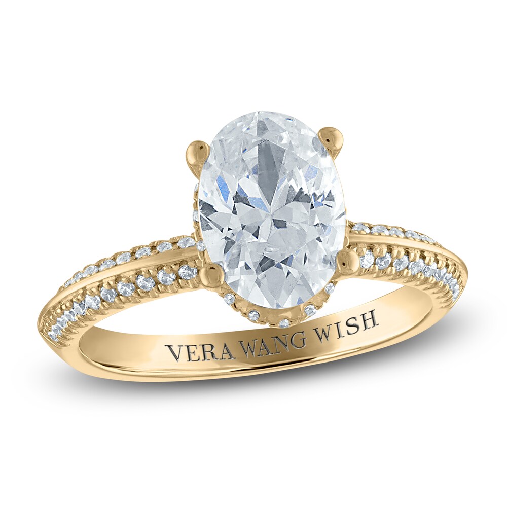 Vera Wang WISH Diamond Engagement Ring 2-1/4 ct tw Oval/Round 18K Yellow Gold bcMRfuN4