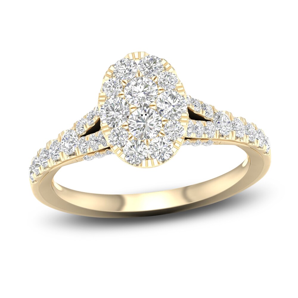 Diamond Oval Engagement Ring 1 ct tw Round 14K Yellow Gold bgnPB0qI