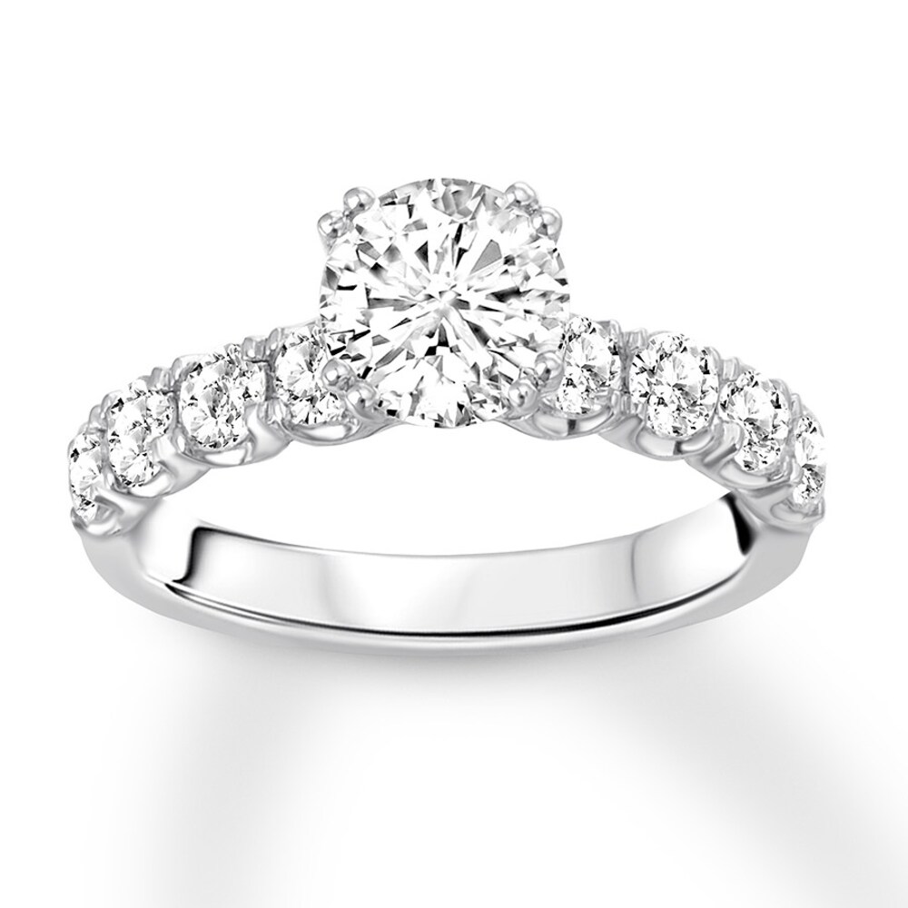 Diamond Ring Setting 3/4 carat tw Round 14K White Gold bjqgP25U