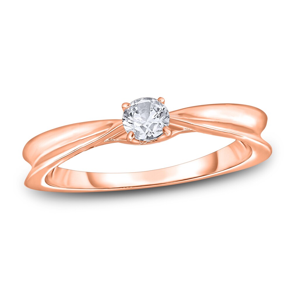 Diamond Solitaire Concave Engagement Ring 1/4 ct tw Round 14K Rose Gold (I2/I) boiFUVd2