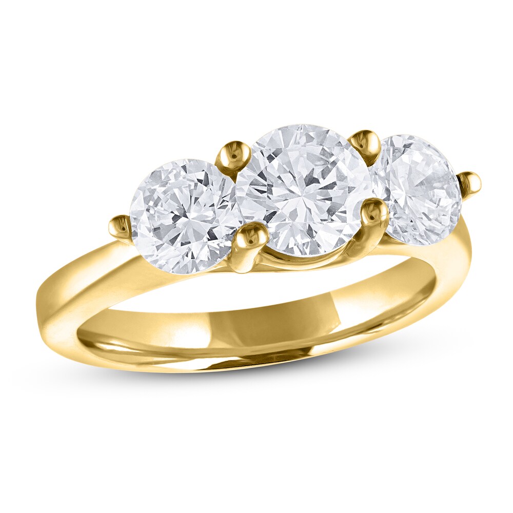 Diamond 3-Stone Ring 2 ct tw Round 14K Yellow Gold bqMlfOGX
